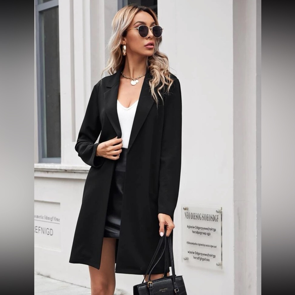 Black long open blazer